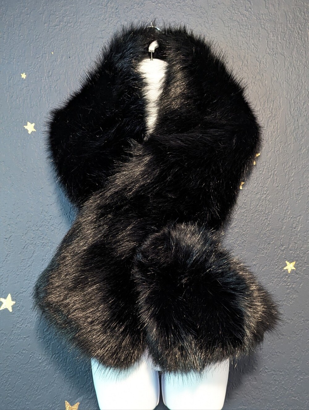 Black Faux Fur Stole Scarf - Women Accessories